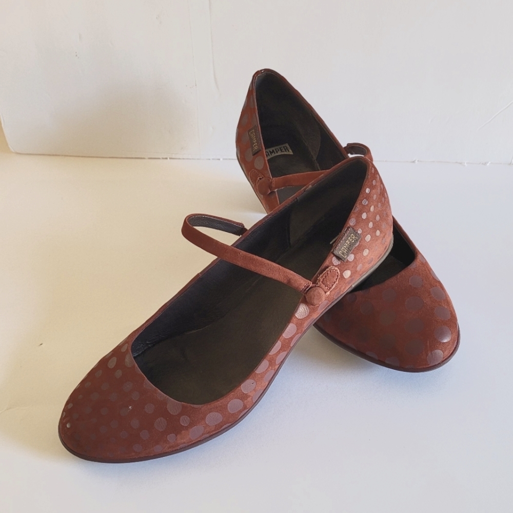 Vintage Camper Twin Mary Jane Polka Dot leather shoes 8.5